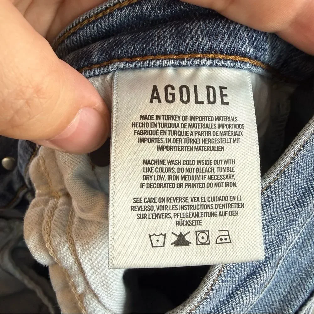 Agolde Nico High Rise Slim Shoreline Distressed Jeans size 28